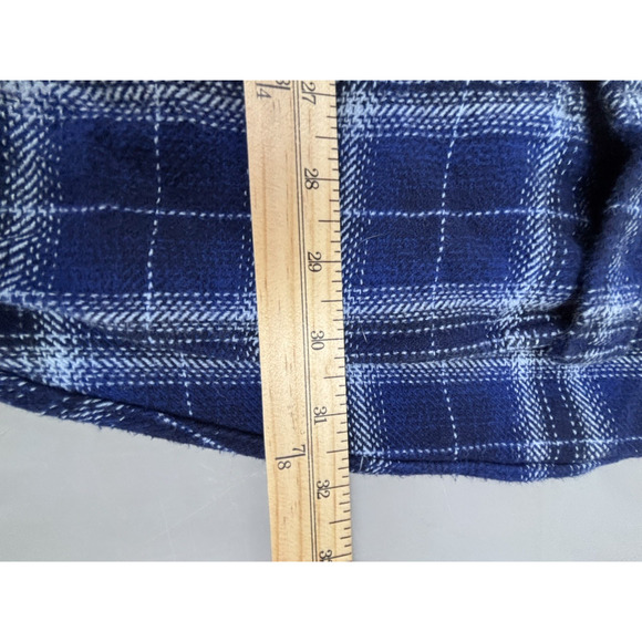 Woolrich Woolen Mills Heavyweight Plaid Flannel Shirt Shacket Mens XL Blue - Picture 9 of 14